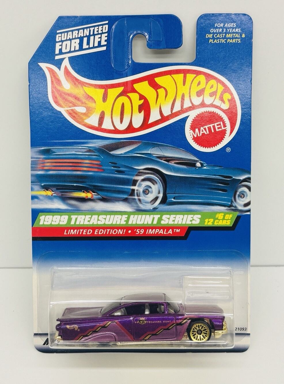 Hot Wheels '59 Impala Purple 1999 Treasure Hunt Series #6 of 12 w/ Protector